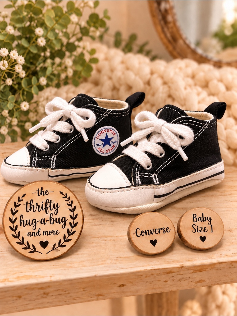 Converse Chuck Taylor All Star Baby Size 1 Black High Top Crib Shoes Never Worn